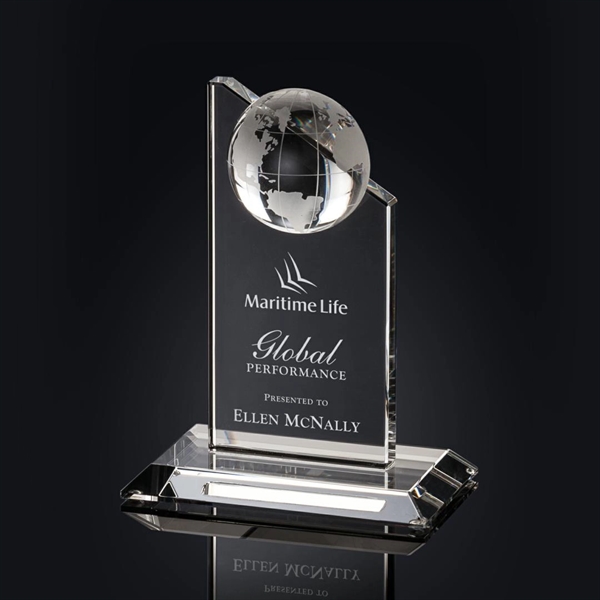 Jade glass award with globe design.... from ASI 84592 St Regis Group / R S Owens & Co Inc