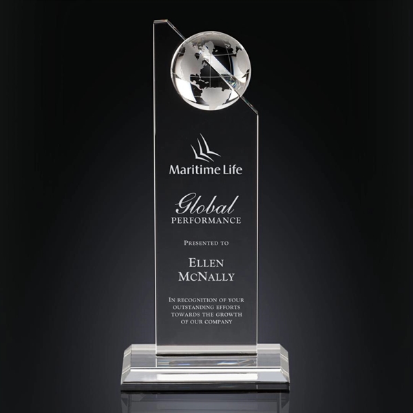 Jade glass award with globe design.... from ASI 84592 St Regis Group / R S Owens & Co Inc