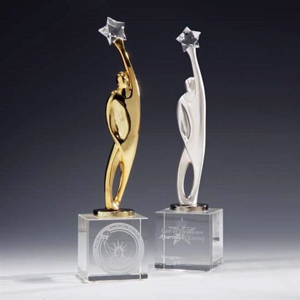 Gold plated award with optical crystal base.... from ASI 84592 St Regis Group / R S Owens & Co Inc