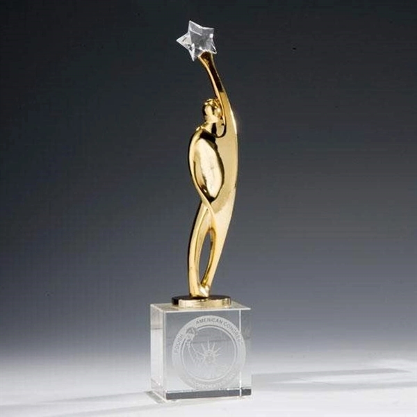Gold plated award with optical crystal base.... from ASI 84592 St Regis Group / R S Owens & Co Inc