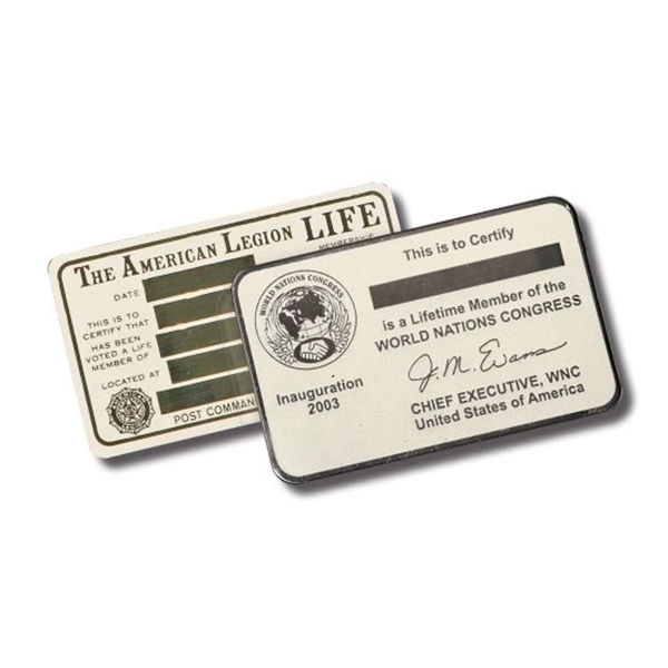 Recognize your membership status with our exquisite etched wallet cards... from ASI 84592 St Regis Group / R S Owens & Co Inc