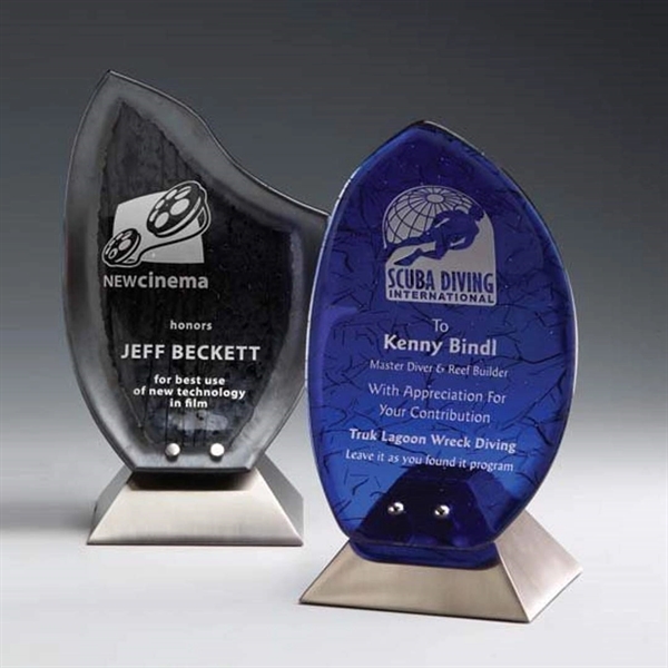 Flame art glass award with satin pewter finish base.... from ASI 84592 St Regis Group / R S Owens & Co Inc