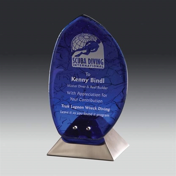 Flame art glass award with satin pewter finish base.... from ASI 84592 St Regis Group / R S Owens & Co Inc