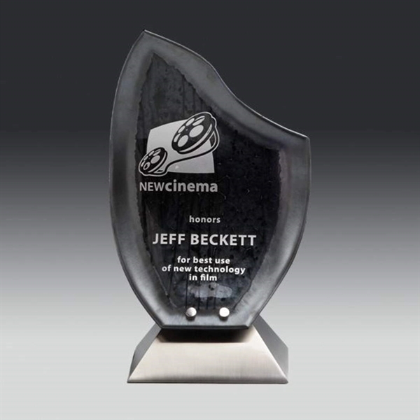 Flame art glass award with satin pewter finish base.... from ASI 84592 St Regis Group / R S Owens & Co Inc