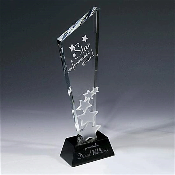 Optical crystal award with black glass base.... from ASI 84592 St Regis Group / R S Owens & Co Inc