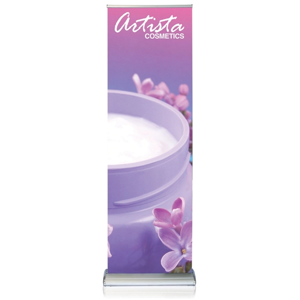 Custom text and graphic adjustable retractable banner stand.... from ASI 30442 Above & Beyond Advertising Products