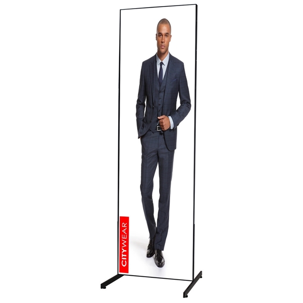 Rectangular frame stand with customizable silicone-edge graphic banner.... from ASI 30442 Above & Beyond Advertising Products
