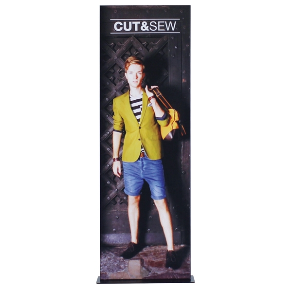 Rich black framed banner stand, single-sided Silicone Edge Graphics and steel... from ASI 30442 Above & Beyond Advertising Products