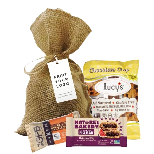 Jute Bag filled with Gluten Free Snacks... from ASI 89971 Stuff A Mug