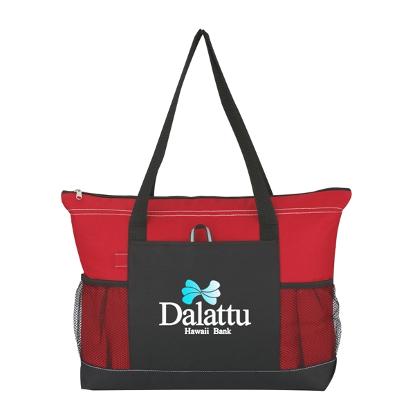 Voyager Tote.  Made Of 600 Denier Polyester.  Top Zippered... from ASI 61125 Hit Promotional Products / Hit®