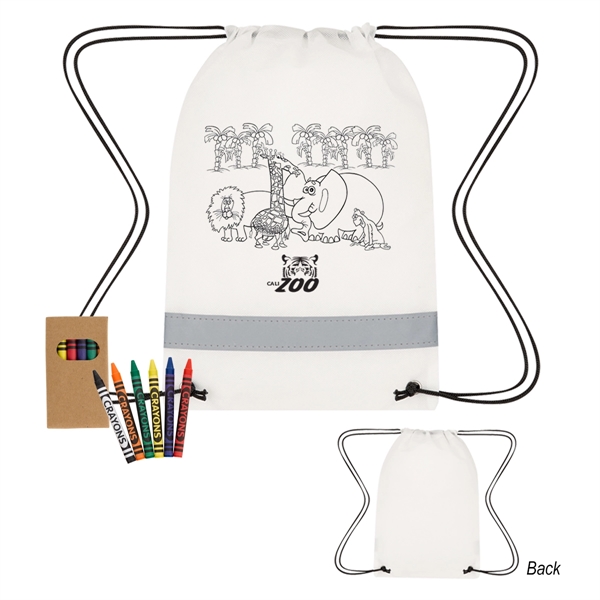 Coloring drawstring bag made of 80 gram non-woven, coated water-resistant polypropylene... from ASI 61125 Hit Promotional Products / Hit®