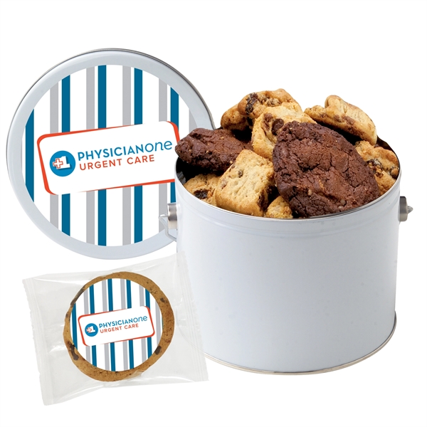 Half-gallon tin filled with 16 gourmet cookies. Cookies have a 2... from ASI 71685 Midnite Snax®