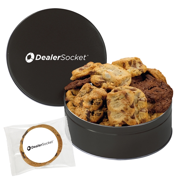 Medium sized snack tin filled with 12 gourmet cookies... from ASI 71685 Midnite Snax®
