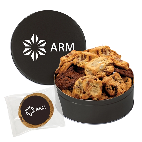 Extra-large tin filled with appx. 28 cookies; includes 1-color direct imprint... from ASI 71685 Midnite Snax®