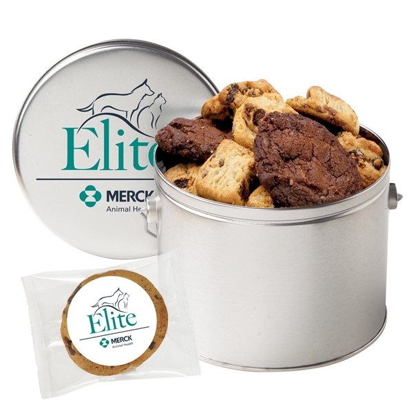 Half-gallon tin filled with 16 gourmet cookies. Cookies have a 2... from ASI 71685 Midnite Snax®