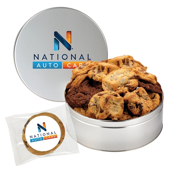 Extra-large tin filled with appx. 28 cookies; includes 1-color direct imprint... from ASI 71685 Midnite Snax®