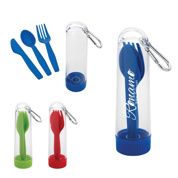 Utensil Kit with Carabiner, contains fork, spoon and knife in convenient... from ASI 61125 Hit Promotional Products / Hit®