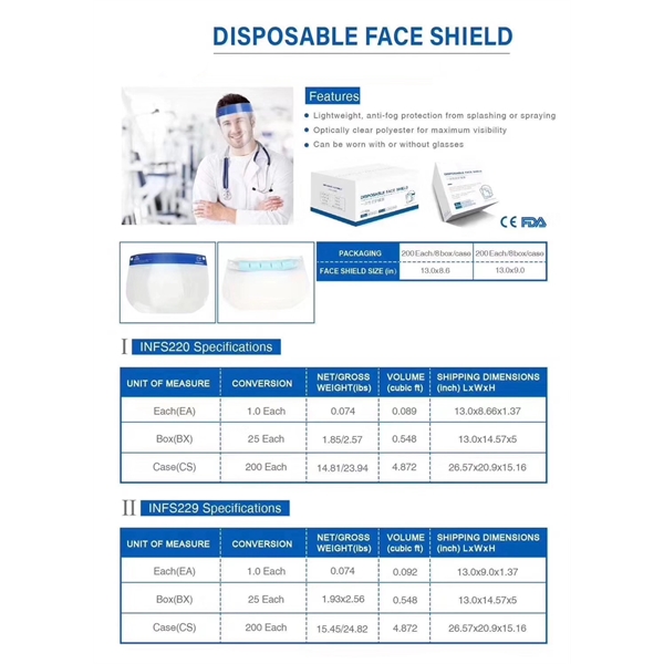 The disposable face shield is constructed of high-quality 25mm optically clear... from ASI 40544 Binaco / Binaline