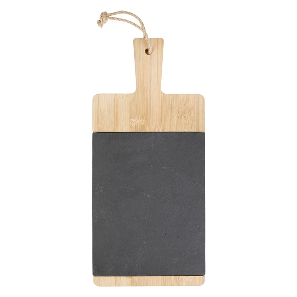 Lightweight bamboo and slate charcuterie cutting board measuring 6" x 13".... from ASI 61125 Hit Promotional Products / Hit®