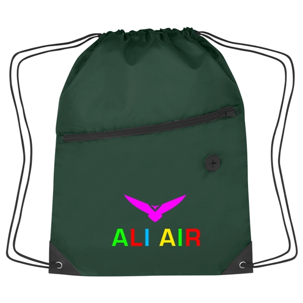 Sports pack with drawstring closure and large front zippered pocket.... from ASI 61125 Hit Promotional Products / Hit®