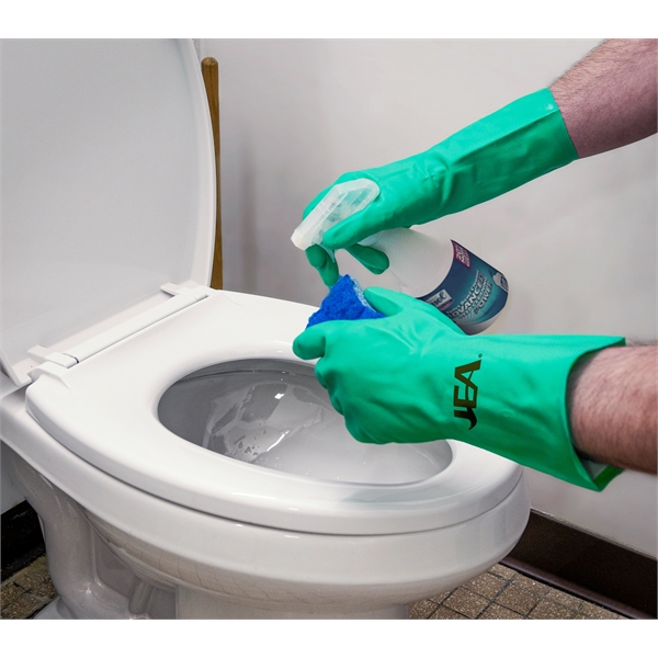 Green nitrile, 15 mil, 13" length gloves with grip palm and... from ASI 62192 Illinois Glove Co / Honest Abe®