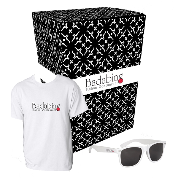 T-shirt and sunglasses in a custom 4CP box.... from ASI 61125 Hit Promotional Products / Hit®