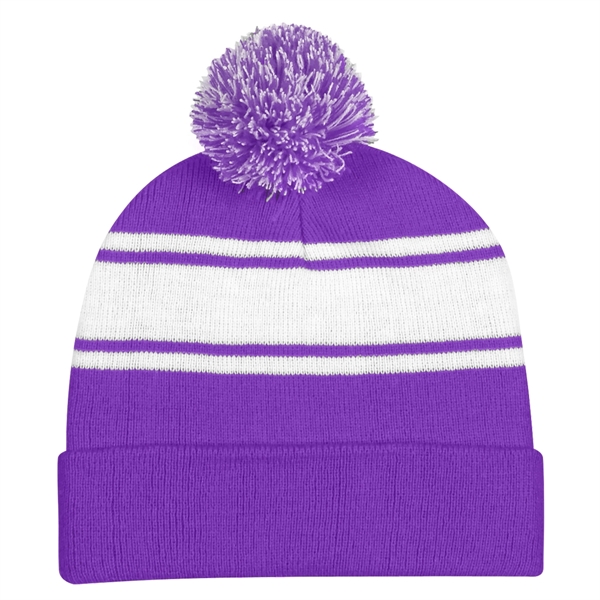 Two-Tone Knit Pom Beanie with Cuff.  100% Acrylic.  One... from ASI 61125 Hit Promotional Products / Hit®