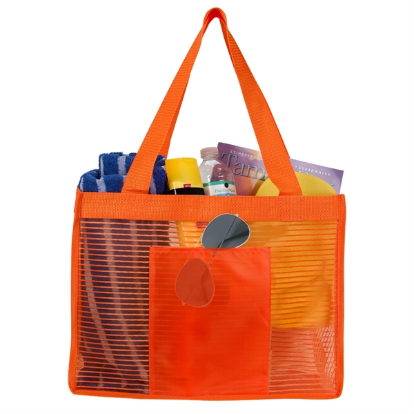 Nylon mesh/210D polyester sheer striped tote bag... from ASI 61125 Hit Promotional Products / Hit®