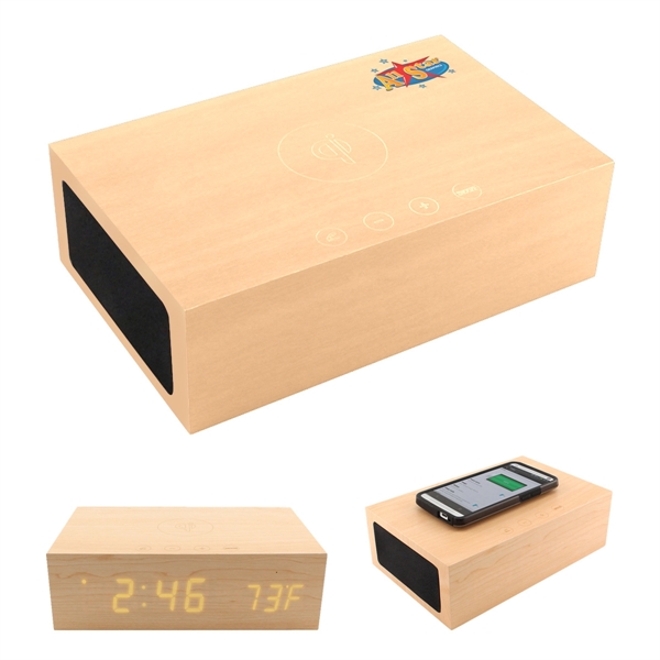 Wireless charging station that's also an alarm clock, wireless speaker and... from ASI 61125 Hit Promotional Products / Hit®