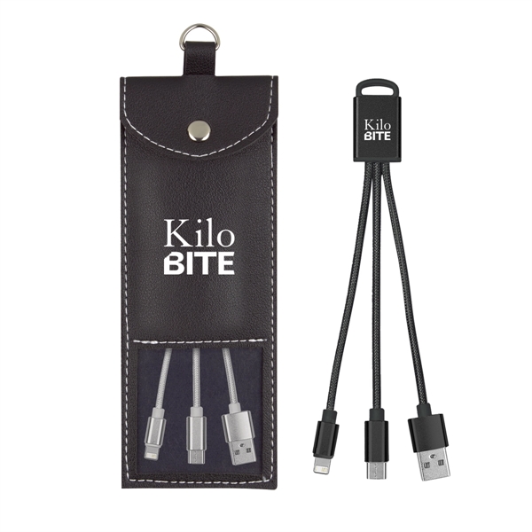 Square buddy charging kit with 3-in-1 braided connectors and a storage... from ASI 61125 Hit Promotional Products