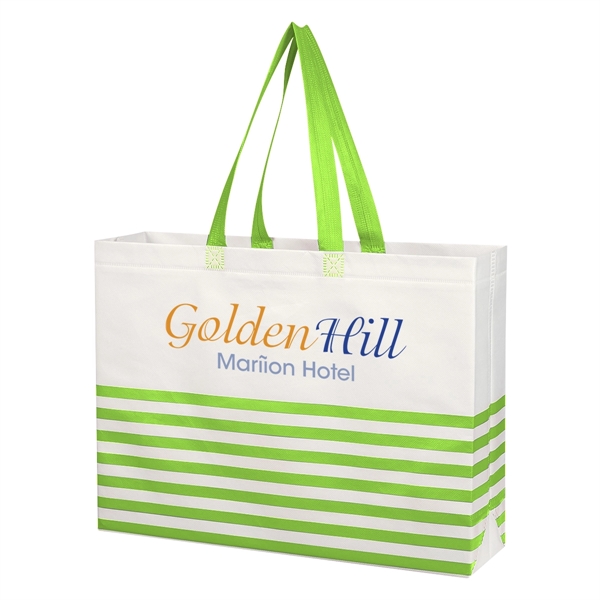 Nonwoven, coated, water resistant polypropylene tote bag with heat sealed seams... from ASI 61125 Hit Promotional Products / Hit®