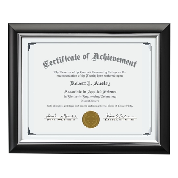 The Trent Certificate Frame's sleek design features high-gloss rosewood or ebony... from ASI 84592 St Regis Group / St Regis