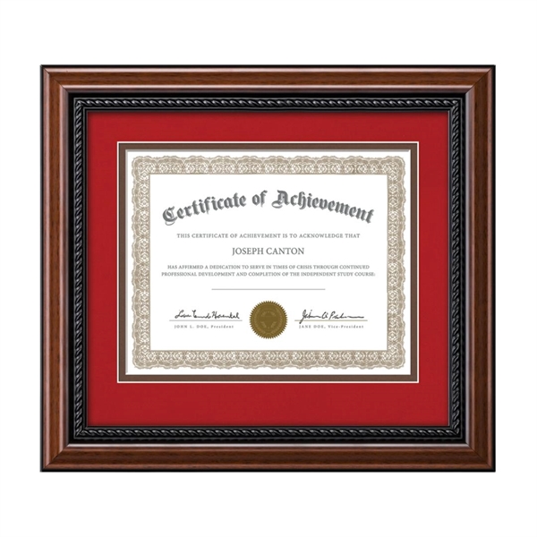 The rich mahogany finish of the Weyden certificate wood frame is... from ASI 84592 St Regis Group / St Regis