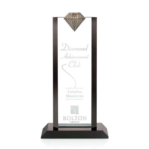 Falcone Award - Optical/Black. A textured metal diamond adorns the top... from ASI 84592 St Regis Group / St Regis