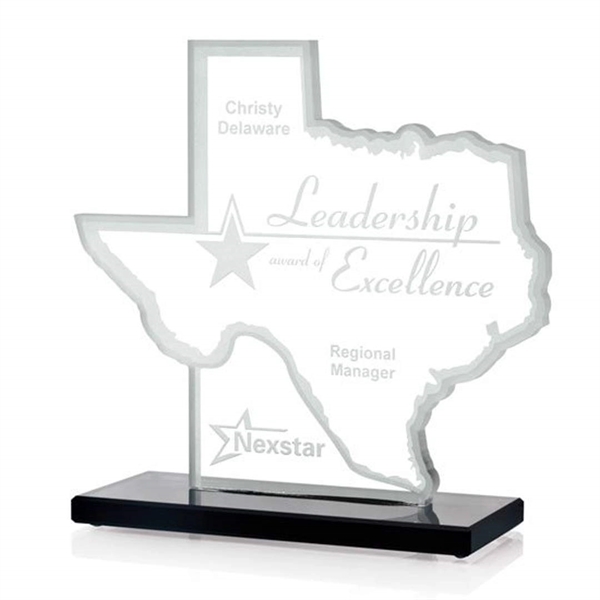 Texas state shape starfire waterjet cut award on ebony base.... from ASI 84592 St Regis Group / St Regis