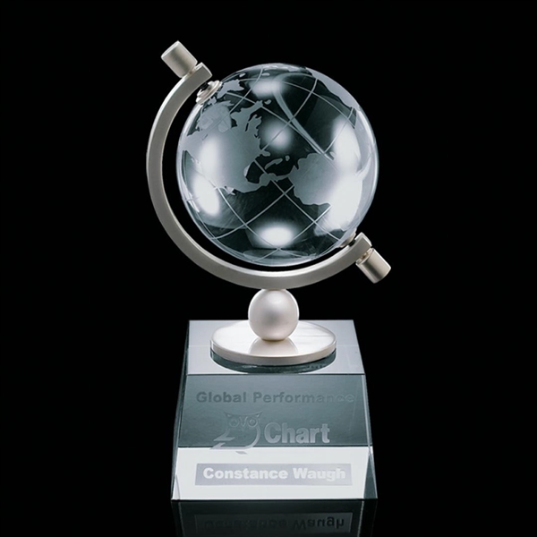 Optical crystal globe award mounted on an optical base.... from ASI 84592 St Regis Group / St Regis