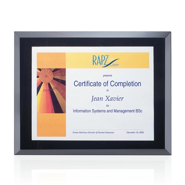 Certificate holder with beautiful beveled ebony glass. Blank.... from ASI 84592 St Regis Group / St Regis