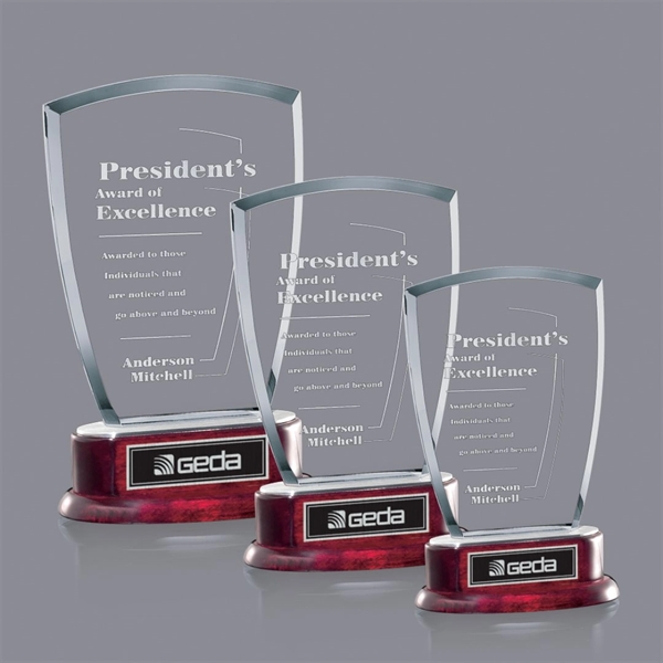 Jade optical crystal award mounted on rosewood base.... from ASI 84592 St Regis Group / St Regis