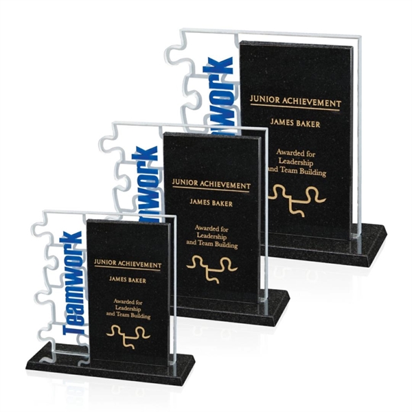 Starfire/granite award with etched puzzle on back.... from ASI 84592 St Regis Group / Prestige Glass