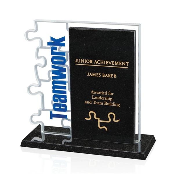 Starfire/granite award with etched puzzle on back.... from ASI 84592 St Regis Group / Prestige Glass