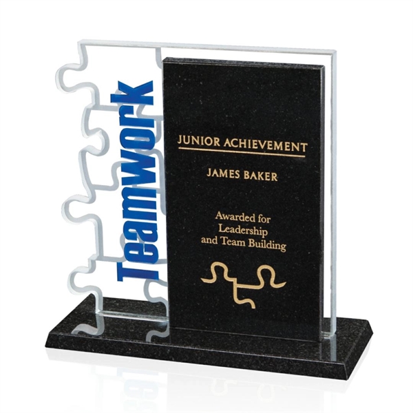 Starfire/granite award with etched puzzle on back.... from ASI 84592 St Regis Group / Prestige Glass