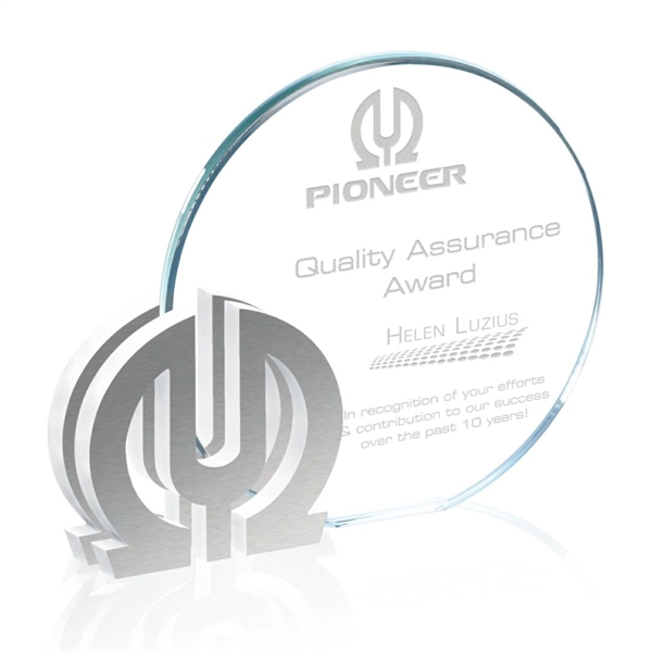 Custom 5" starfire/aluminum award.... from ASI 84592 St Regis Group / St Regis Crystal