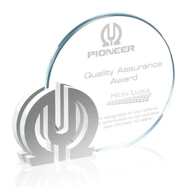 Custom 5" starfire/aluminum award.... from ASI 84592 St Regis Group / St Regis Crystal