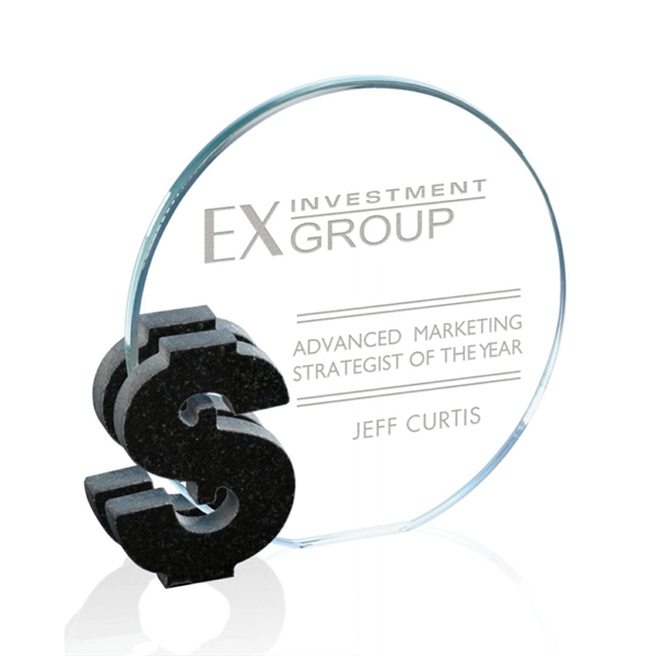 Dollar - Starfire/Granite 5" award.... from ASI 84592 St Regis Group / Prestige Glass