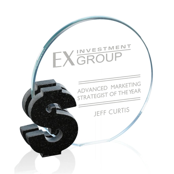 Dollar - Starfire/Granite 5" award.... from ASI 84592 St Regis Group / Prestige Glass