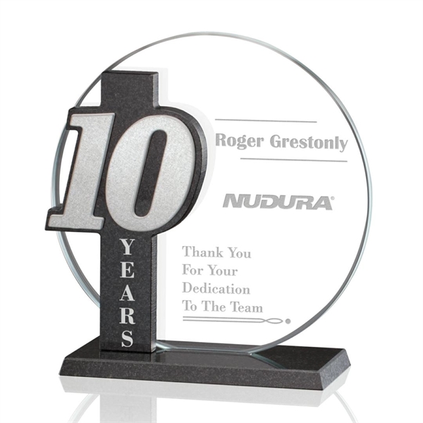 Starfire/granite/aluminum award, 7" x 7".... from ASI 84592 St Regis Group / Prestige Glass