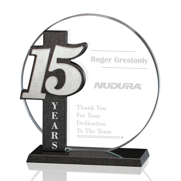 Starfire/granite/aluminum award, 7" x 7".... from ASI 84592 St Regis Group / Prestige Glass