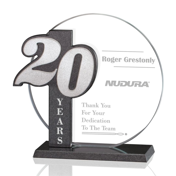 Starfire/granite/aluminum award, 7" x 7".... from ASI 84592 St Regis Group / Prestige Glass