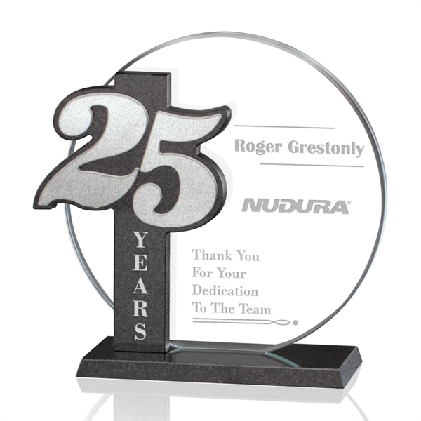 Starfire/granite/aluminum award, 7" x 7".... from ASI 84592 St Regis Group / Prestige Glass