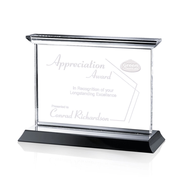 Optical horizontal crystal award with complimenting black base.... from ASI 84592 St Regis Group / St Regis